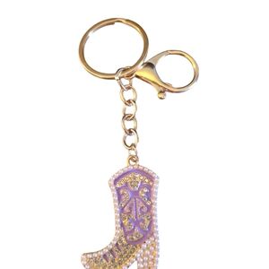 Gold and Purple Boot Keychain NWOT